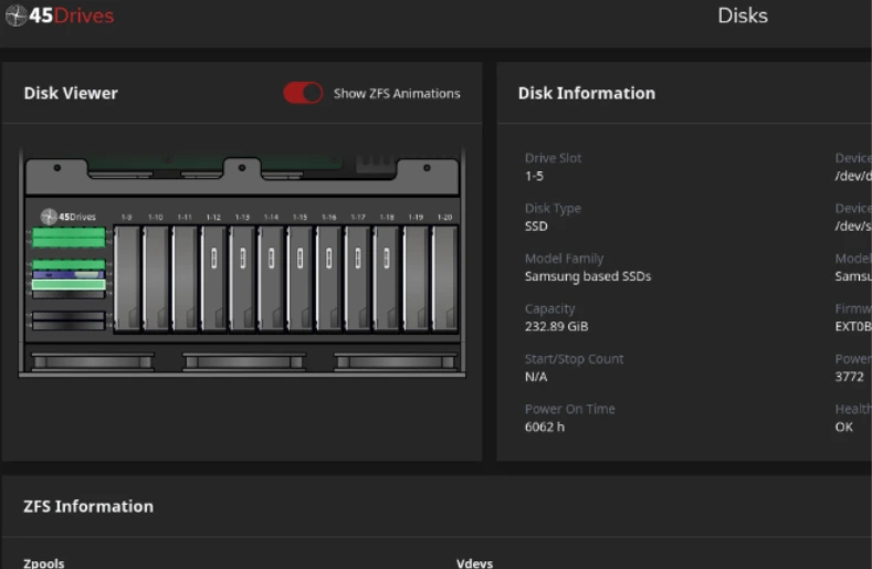 User Interface that integrates ZFS & Hardware